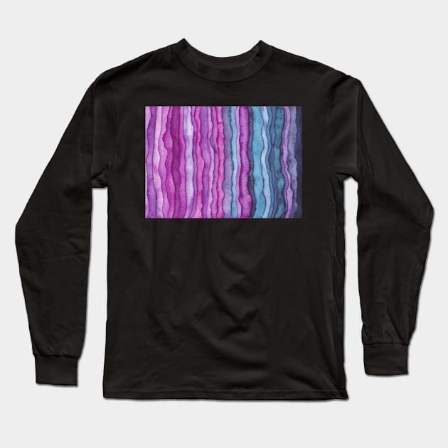 Pink and Blue Waves Long Sleeve T-Shirt by Cordata